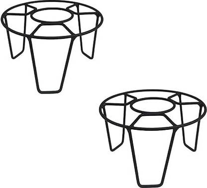 VINAMRA28 Metal O shape Round Flower Pot Stand for Home& Garden Decor (Black-Set of 2) Plant Container Set