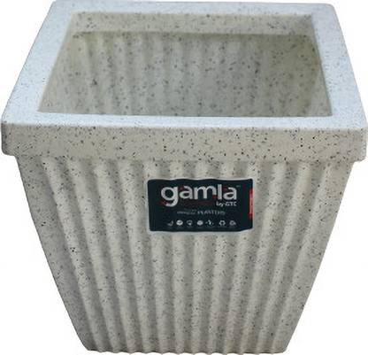 Gamla By GTC Marble Look ROTO Moulding ROTO SPARK SQUARE Planter (14INCH) MARBLE WHITE Plant Container Set