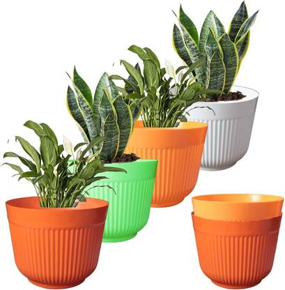 DawnRays Big Size Planters Colourful Plastic Flower Pot Durable Gamla Plant Container Set