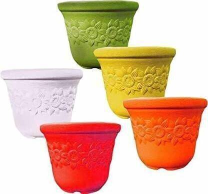 Ramanuj 10"Big Size HighQuality Beautiful SunFlower Pot For Gardening indoor/outdoor Plant Container Set