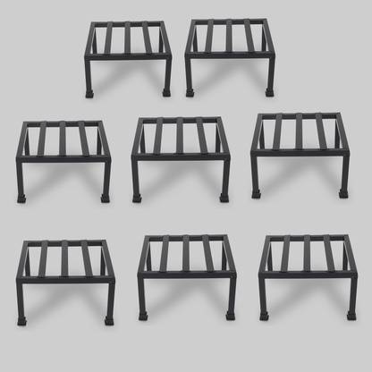 Green Gardenia Premium Strong Flower Pot / Gamla Square Stand-Black - set of 8 Plant Container Set