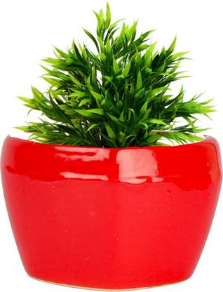 Luminescence Enterprises Ceramic Heart Shape Planter Container Set , Red Color , Size ( 12 x 12 x 8 ) CM Plant Container Set