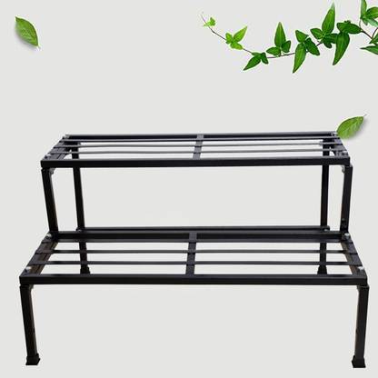 VINAMRA28 Classic 24inc 2Step Stand for Multiple Pots, Indoor Shelf Rack, (Black-set of 1) Plant Container Set