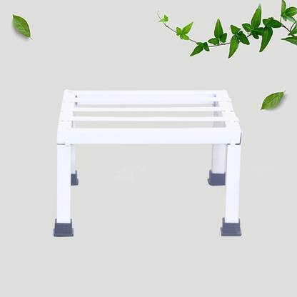 Green Gardenia Thick Metal Plant Stand for Balcony (Square) (Set of 1, White) Plant Container Set