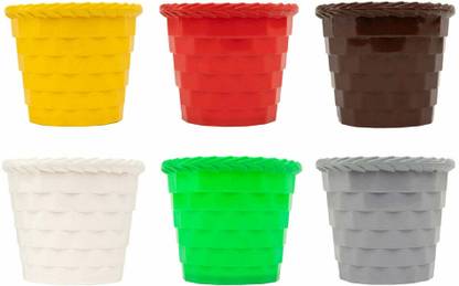 TrustBasket Brick pot 5 inch (pack of 6) Plant Container Set