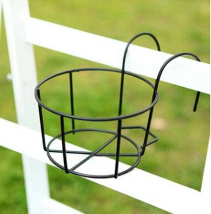 AppEasy Hanging Flower Pot Holder, Balcony Plant Baskets, Round Railing Planters-1pc Plant Container Set