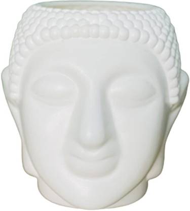 RSAL 7 INCH Buddha Plastic White Flower Pot for Home Decor, Washroom and Office Decor Plant Container Set