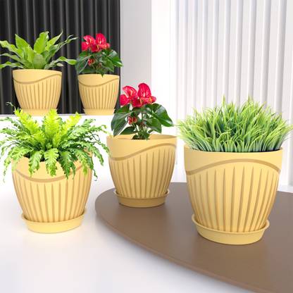 BELLERBIRD 6 inch Flower Pots Outdoor Indoor, Planters with Drainage Hole and Tray Saucer Plant Container Set
