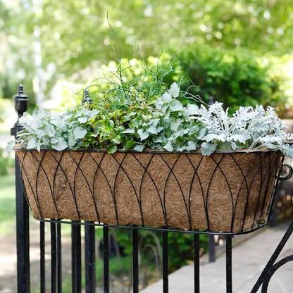 Garden Deco 30 Inch Wall Trough Black for Gardening. (Set of 1 PC) Plant Container Set
