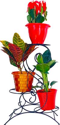 Articraft ARTICRAFT "S" Plant Stand For Balcony (BLACK PACK OF 1)free 1"POT" Plant Container Set