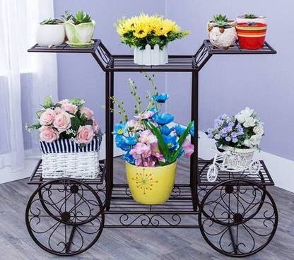 Aplecrafts 6 Tier Shelf Plant Stand Shelf Metal Flower Pot Rack Stair-Step Style Stand Plant Container Set