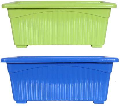 RR साह Rectangular Jupiter Plastic Window Pot Flower Planter for Home & Garden 14 Inch प्लांट कंटेनर सेट
