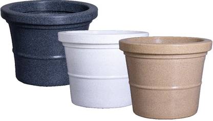 Gamla By GTC Roto Moulding PUNCH Planter 36 INCH MARBLE WHITE (1 PC) Plant Container Set