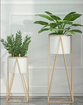 FNF Creation Metal Floor Flower Planter for Indoor, Living Room Plant Container Set