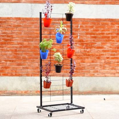 D&V ENGINEERING Hanging Plant Stand | Indoor/Outdoor Pot Holder Rack | Display Frame with wheels Plant Container Set