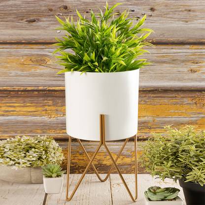 Metalsmith Elegant Table Planter With Stand For Indoor Plants And Flowers (Med, Pack Of 1) Plant Container Set