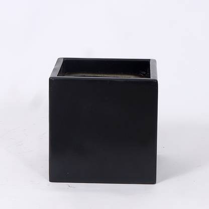 craftter Small Square Shape Black Color Fiberglass Planters Decorative Pots Plant Container Set