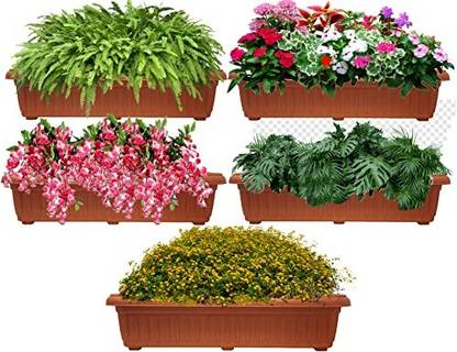 Wishmaster Long Rectangular Planter Pots for Plants 27 Inch / 2.5 Feet Long Big Flower Pots Plant Container Set