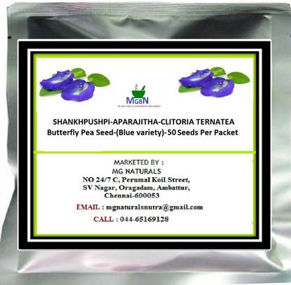 MGBN SHANKHPUSHPI-APARAJITHA-CLITORIA TERNATEA-Butterfly Pea Seed-(Blue variety)-50 Seeds Per Packet Seed