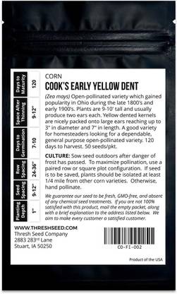 WILLVINE SYN -XII Cooks Early Yellow Dent Corn-[100g] Seed