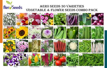 Aero Seeds 30 varieties seeds combo pack with instruction manual. Seed