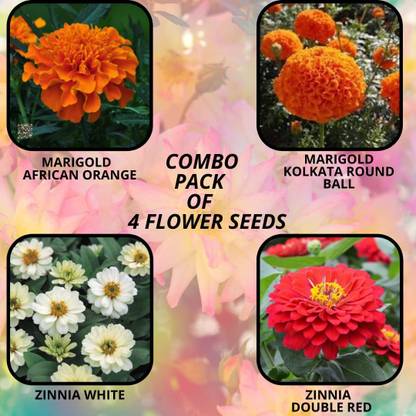 CYBEXIS 4 Types MARIGOLD AND ZINNIA FLOWER Seed