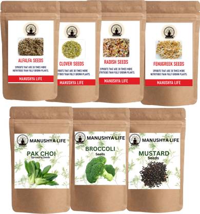 manushya life Combo Pack of 7 Variety of Sprouting Seeds Seed