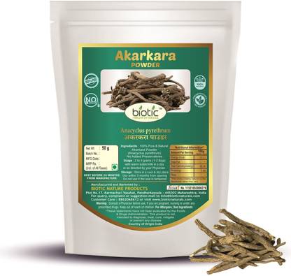 biotic Akarkara Root Powder (Anacyclus Pyrethrum) Pellitory Root 50gm Seed