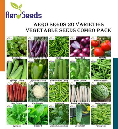 Aero Seeds Combo of 20 varieties vegetable seeds with instruction manual. Seed