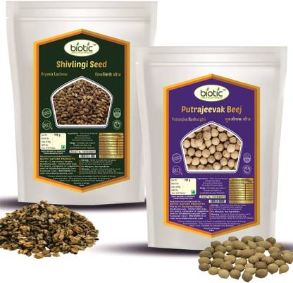 biotic Shivlingi Seed and Putrajivak Seed (100g each) Shivlingi Beej - Putrajeevak Beej Seed