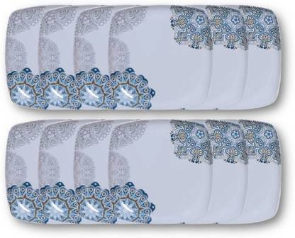 CARNIVAL Pack of 12 Melamin Square Lito(919) 7 Inch Dinner / Lunch & Dining Plate Set 12 Pcs of Melamine Dinner Set