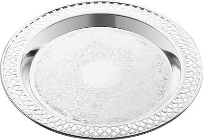 dmart Exclusif Imported Silver Cut Design Plated Tray Serving Sweets for Your Special Occasion Tray
