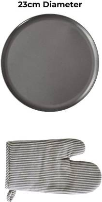 Naama 2pc Combo – 23cm Non-Stick Pizza Tray with Heat-Resistant Kitchen Mitt Baking Pan