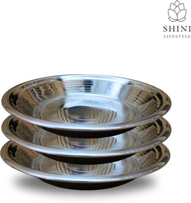 SHINI LIFESTYLE Stainless Steel Atta Parat,Mixing Bowl,Steel Paraat,Silver Parat (Dia-29cm,3pc) Paraat