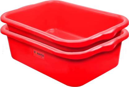 HOMESTIC Multiuses Rectangular Plastic Extra Large Tray, Organizer Pack of 2 (Red) Tray