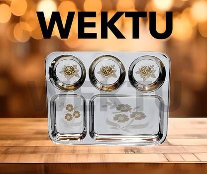 WEKTU Stainless Steel 5 in 1 LUNCH/DINNER/BHOJAN Thali With 5 Compartments Dinner Plate