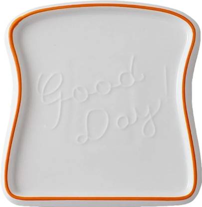 olwick Creative Ceramic Toast Bread Shape Plate | Breakfast Plate Half Plate