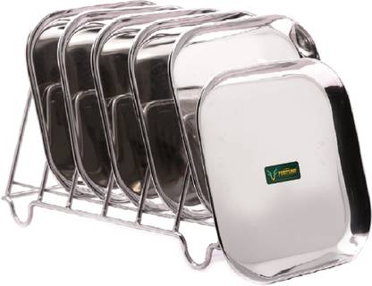 FORTUNA KITCHENWARE Set of 6, Heavy Gauge Dinner/ Square Plates Laser Print-Diameter: 10 Inches Dinner Plate