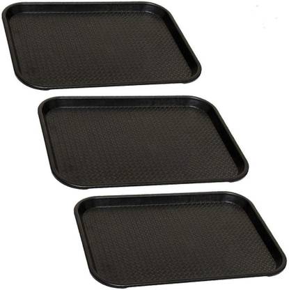 Kanha Rectangular Plastic multipurpose Serving Tray Black Tray