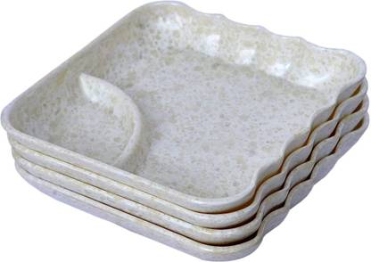 SAYC Melamine Unbreakable Snacks Plates for Multipurpose Uses (20.3 CM Set 6) (White) Quarter Plate