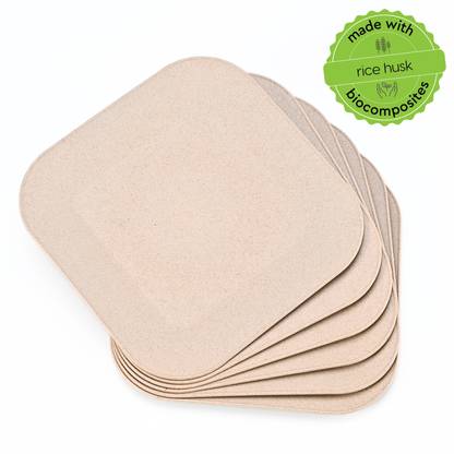 Eha Earth Friendly Picnic Plates | 9 Inch | Made with Bamboo Fibers & Rice Husk Half Plate