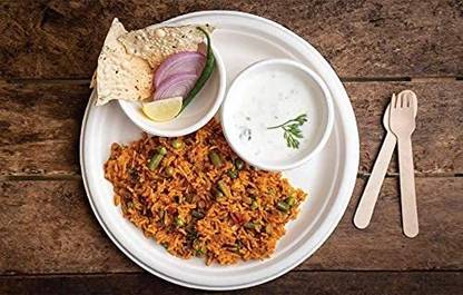 SWHF 100% Bio-degradable Compostable Round Disposable Eco-Friendly Plate Dinner Plate