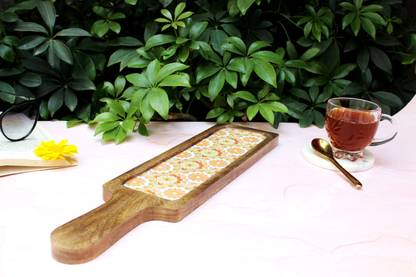 Monstera Hut Aura of Mandala Bat Serving Platter Tray