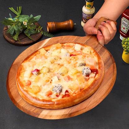 CRAFTS CARTS Sheesham Wood Round Shape LargeBig Size, (16 x 12 Inch) Pizza Tray