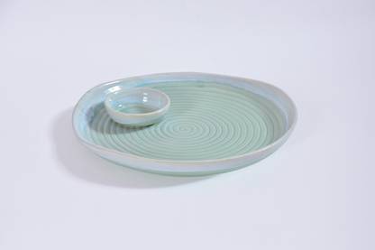 Grey Pottery Aqua Chip and Dip Chip & Dip Tray