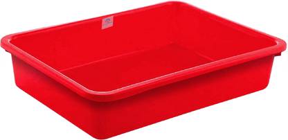 Heart Home Multiuses Rectangular Plastic Large Tray, Bin, Organizer (Red) Tray