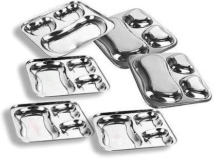 GATISTAVAM 3 in 1 Pav Bhaji & Snack Plate with 3 Compartments – Durable Design Dinner Plate