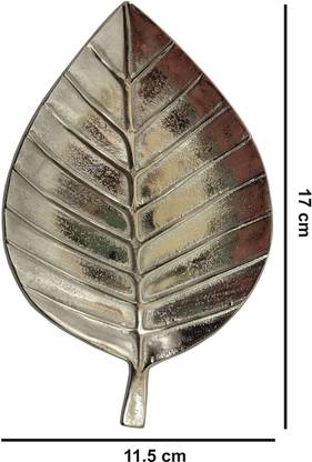 Home Décor Hangout Aluminium Metal Leaf Design Snack Tray-17X11 CM Tray