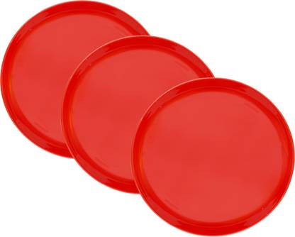 GOWRI Plastic Buffet Plates | RED | Each 12 Inch | Ideal for Daily Use| Dinner Plate