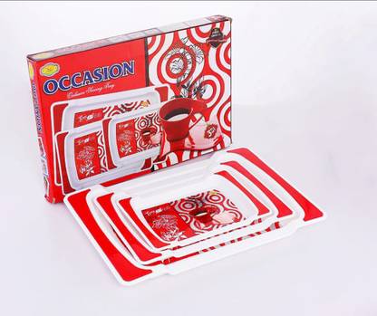 NPS Plastic Printed Small/Medium/Large Serving Gift Box Tray Set For Kitchen Use Tray